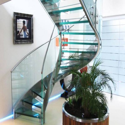 Marble Curved Stair Tread Up-end Prefabricated Marble Stone Or Glass Anti-slip Stairs New Natural Glass Railing/ Steel Railing